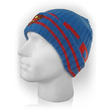 DC COMICS SUPERMAN Multi Wear Knit Acrylic Beanie Hat with Classic Logo, Blue/Red