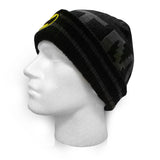 DC COMICS BATMAN Acrylic Mask Knit Beanie Hat with Classic Logo, Black/Grey