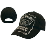 JACK DANIEL'S Adjustable Cap with Classic Distressed Old No. 7 White Logo, Black