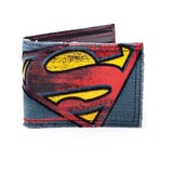 DC COMICS SUPERMAN Vintage Distressed Logo Bi-fold Denim Wallet, Blue