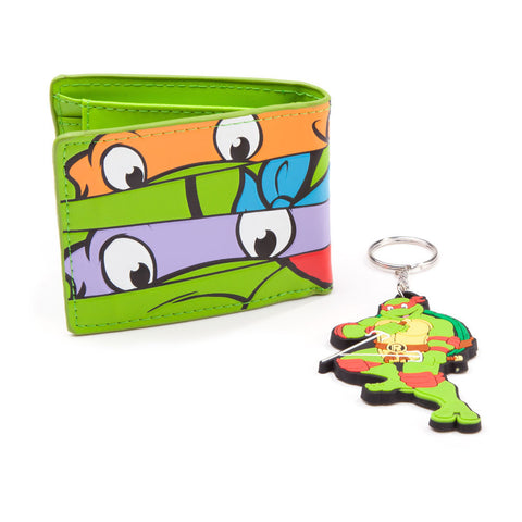 TEENAGE MUTANT NINJA TURTLES (TMNT) Masks Bi-fold Wallet & Raph Keychain Giftset, Green